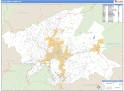 Buncombe County, NC Zip Code Wall Map