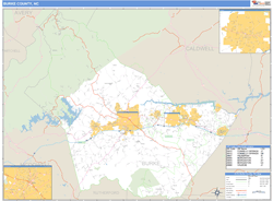 Burke County, NC Zip Code Wall Map