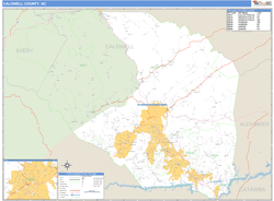 Caldwell County, NC Zip Code Wall Map