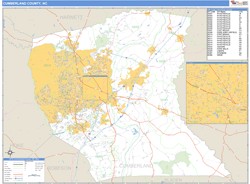 Cumberland County, NC Zip Code Wall Map