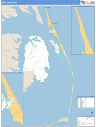 Dare County, NC Zip Code Wall Map