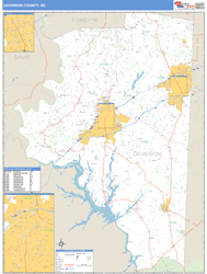 Davidson County, NC Zip Code Wall Map