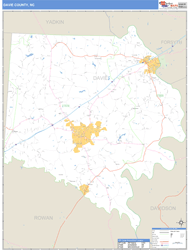 Davie County, NC Zip Code Wall Map