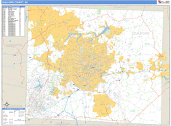 Guilford County, NC Zip Code Wall Map