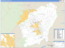 Henderson County, NC Zip Code Wall Map