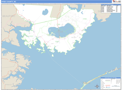 Hyde County, NC Zip Code Wall Map