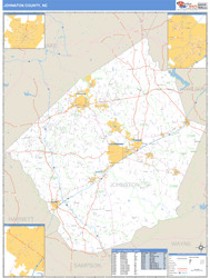 Johnston County, NC Zip Code Wall Map
