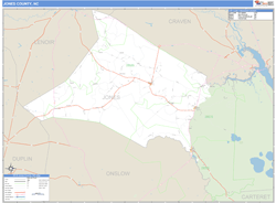 Jones County, NC Zip Code Wall Map