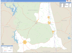 Montgomery County, NC Zip Code Wall Map