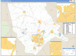 Moore County, NC Zip Code Wall Map