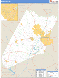 Nash County, NC Zip Code Wall Map