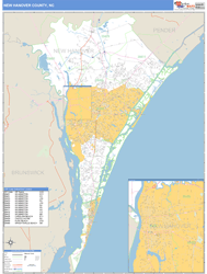 New Hanover County, NC Zip Code Wall Map