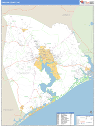 Onslow County, NC Zip Code Wall Map