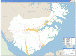 Pamlico County, NC Zip Code Wall Map