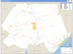 Pender County, NC Zip Code Wall Map