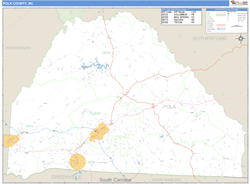 Polk County, NC Zip Code Wall Map