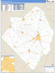 Robeson County, NC Zip Code Wall Map