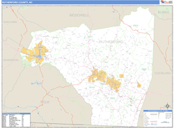 Rutherford County, NC Zip Code Wall Map