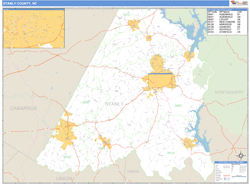 Stanly County, NC Zip Code Wall Map