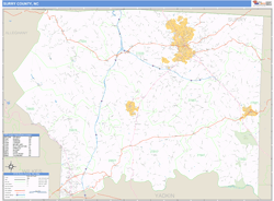 Surry County, NC Zip Code Wall Map