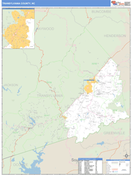 Transylvania County, NC Zip Code Wall Map