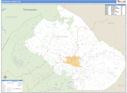 Watauga County, NC Zip Code Wall Map