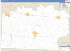 Yadkin County, NC Zip Code Wall Map