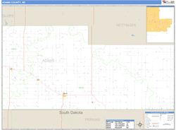 Adams County, ND Zip Code Wall Map