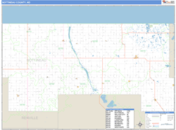 Bottineau County, ND Zip Code Wall Map