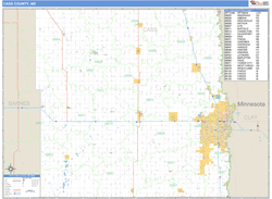 Cass County, ND Zip Code Wall Map