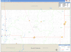 Dickey County, ND Zip Code Wall Map