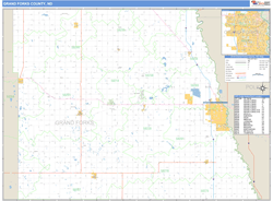 Grand Forks County, ND Zip Code Wall Map