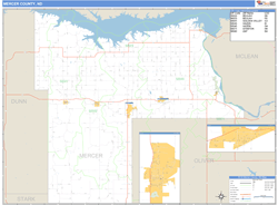 Mercer County, ND Zip Code Wall Map