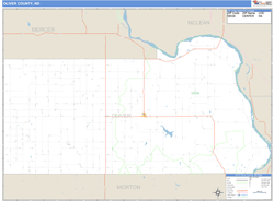 Oliver County, ND Zip Code Wall Map