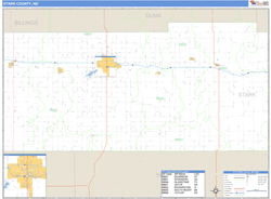 Stark County, ND Zip Code Wall Map