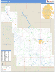 Ward County, ND Zip Code Wall Map