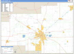 Allen County, OH Zip Code Wall Map