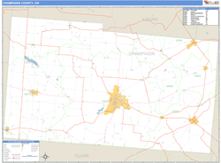 Champaign County, OH Zip Code Wall Map