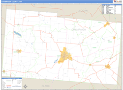 Champaign County, OH Wall Map