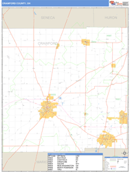Crawford County, OH Zip Code Wall Map
