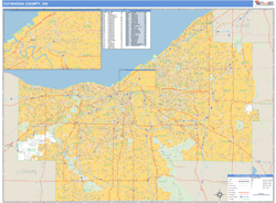 Cuyahoga County, OH Zip Code Wall Map