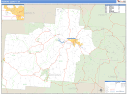 Hocking County, OH Zip Code Wall Map