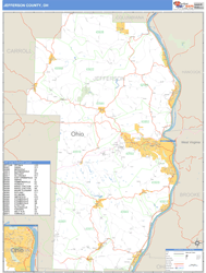 Jefferson County, OH Zip Code Wall Map