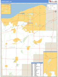 Lorain County, OH Zip Code Wall Map