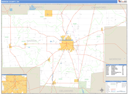 Marion County, OH Zip Code Wall Map