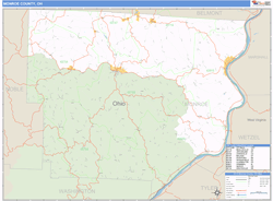 Monroe County, OH Zip Code Wall Map