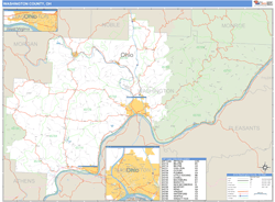 Washington County, OH Zip Code Wall Map