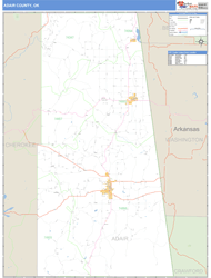 Adair County, OK Zip Code Wall Map