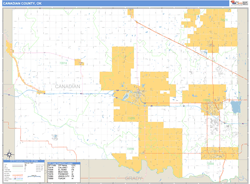 Canadian County, OK Zip Code Wall Map