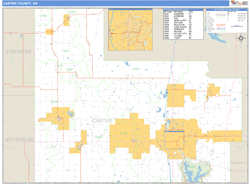 Carter County, OK Zip Code Wall Map